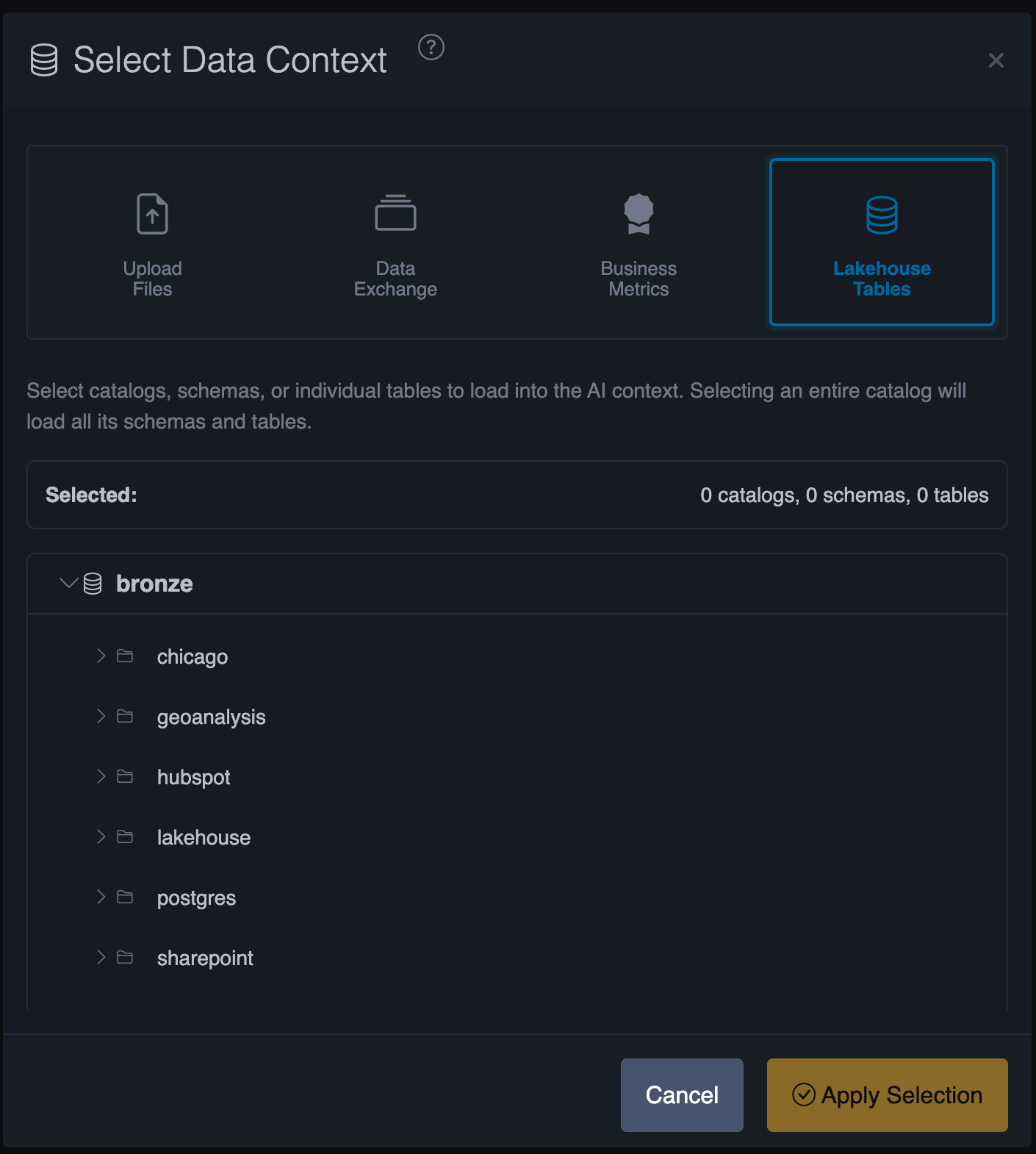 Databasin One - Context Lakehouse View