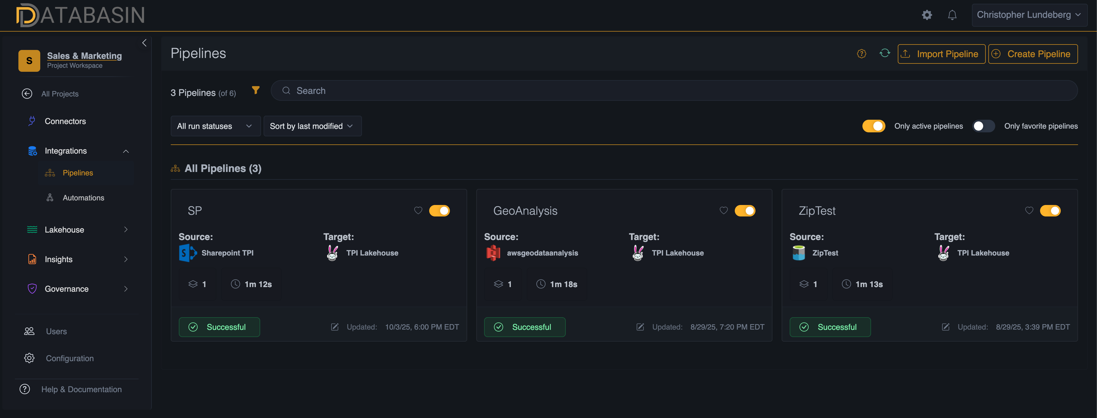 Databasin Integrations - Pipeline Builder