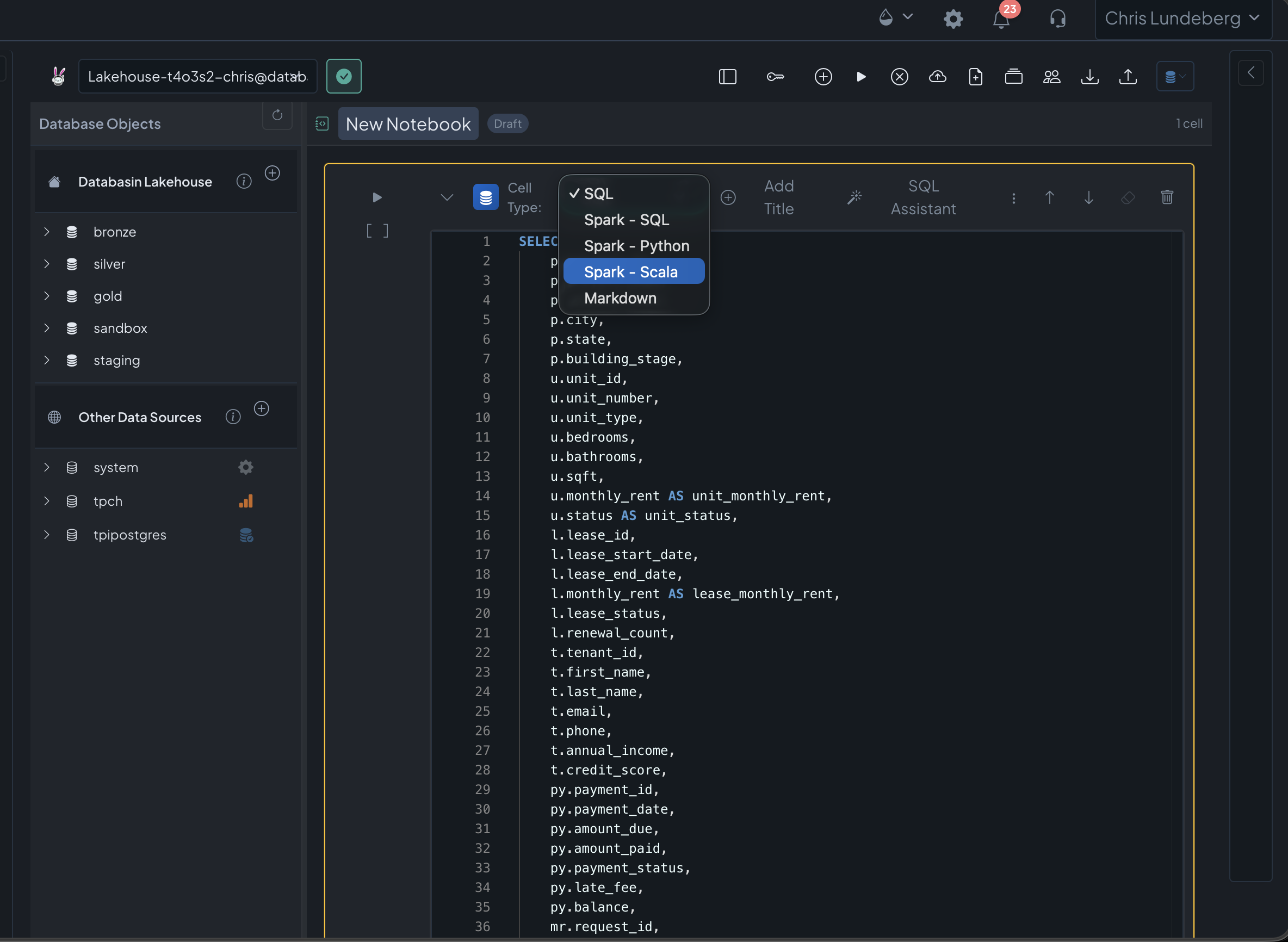 Databasin Notebooks — Spark SQL, Python, and Scala cells for heavy processing and ML